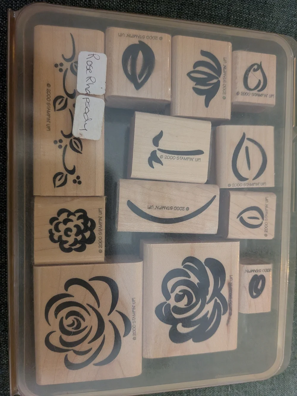 Stampin Up! Rose Rhapsody 2000  Rubber Stamp Set 13 W/ Container Lightly Used